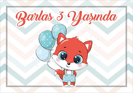 Tilki Temalı Doğum Günü Afişi 100X150 cm