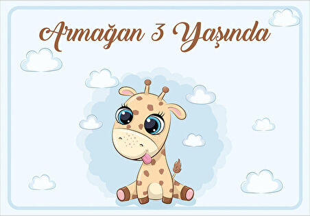 Zürafa Temalı Doğum Günü Afişi 50 x 70