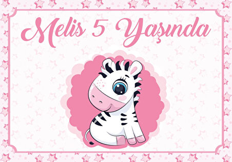 Zebra Temalı Doğum Günü Afişi 50X70 cm