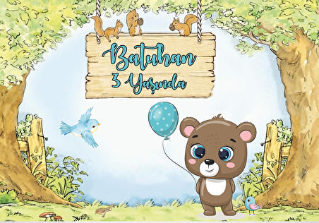 Ayıcık Temalı Doğum Günü Afişi 100X150 cm