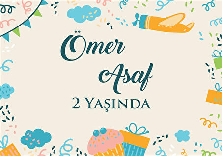 Uçak Temalı Doğum Günü Afişi 70 x 100