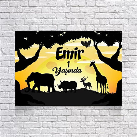 Safari Gün Batımı Temalı Doğum Günü Afişi 70X100 cm
