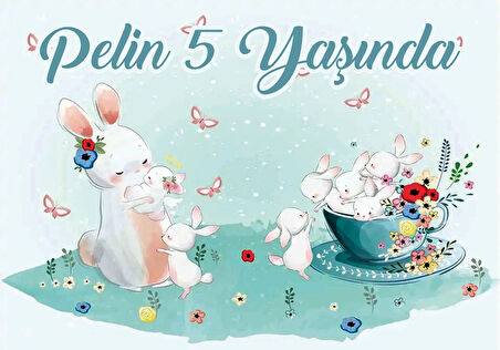 Tavşan Temalı Doğum Günü Afişi 70X100 cm