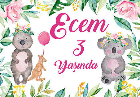 Sevimli Koala Temalı Doğum Günü Afişi 35X50 cm
