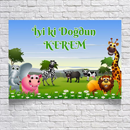 Safari Temalı Doğum Günü Afişi 70X100 cm