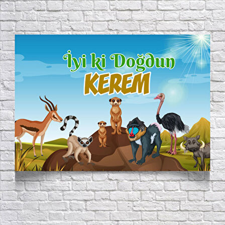 Safari Temalı Doğum Günü Afişi 50 x 70