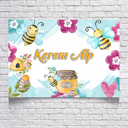 Arı ve Bal Temalı Doğum Günü Afişi 50 x 70