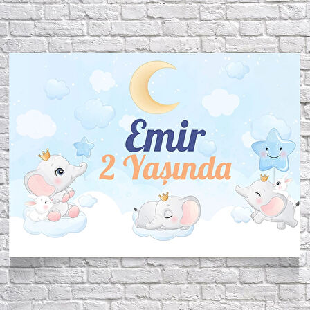 Uykucu Fil Temalı Doğum Günü Afişi 70X100 cm