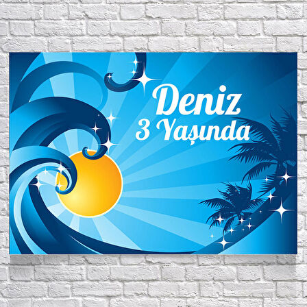 Deniz ve Dalga Temalı Doğum Günü Afişi 50 x 70