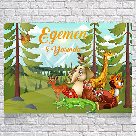 Safari Temalı Doğum Günü Afişi 50 x 70