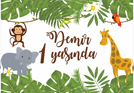 Safari Temalı Doğum Günü Afişi 50X70 cm