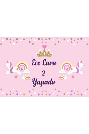 Unicorn Temalı Doğum Günü Afişi 70X100 cm