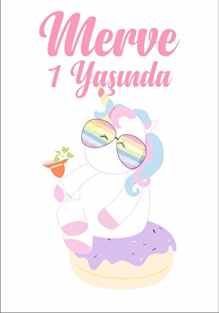Unicorn Temalı Doğum Günü Afişi 50X70 cm
