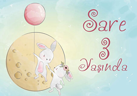 Sevimli Tavşanlar Doğum Günü Afiş 70X100 cm