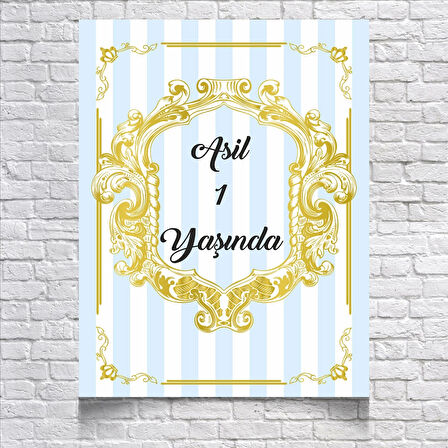 Mavi Çizgili Doğum Günü Afişi 70x100 Cm