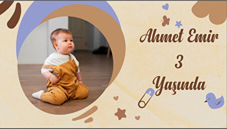 Resimli Bebek Temalı Doğum Günü Afişi 100X150 cm