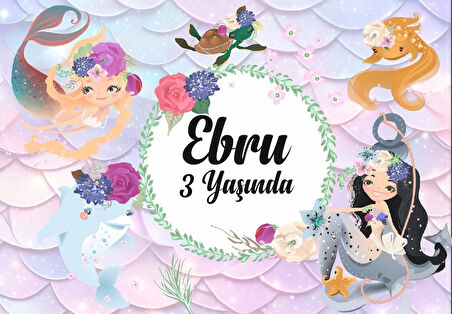 Deniz Kızı Temalı Doğum Günü Afişi 100X150 cm