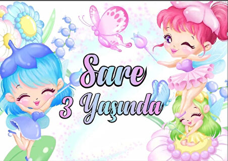 Peri Temalı Doğum Günü Afişi 100X150 cm