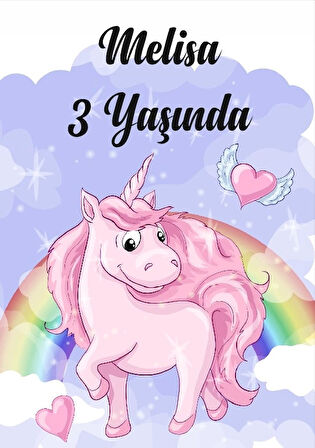 Unicorn Temalı Doğum Günü Afişi 35X50 cm