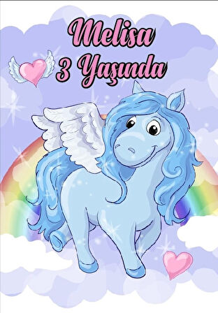 Unicorn Temalı Doğum Günü Afişi 50X70 cm