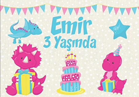 Dinozorlar Temalı Doğum Günü Afişi 35X50 cm