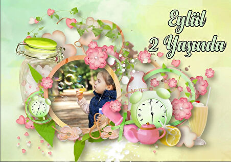 Resimli Çiçek Temalı Doğum Günü Afişi 35X50 cm