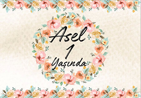 Çiçek ve Hayvalar Temalı Doğum Günü Afişi 70X100 cm