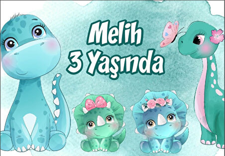 Dinozorlar Temalı Doğum Günü Afişi 50X70 cm