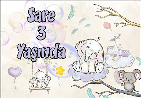 Sevimli Hayvanlar Temalı Doğum Günü Afişi 100X150 cm