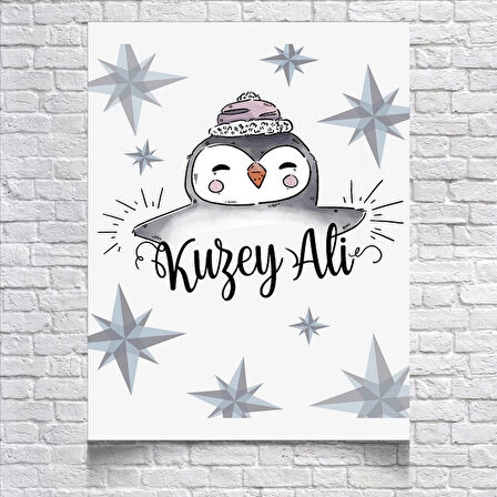 Penguen Temalı Doğum Günü Afişi 50x70 Cm