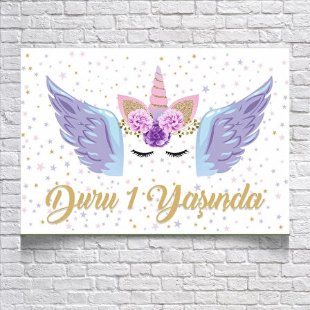 Unicorn Temalı Doğum Günü Afişi 70x100 Cm