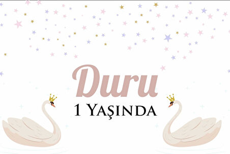 Baerin ve Beste Temalı Doğum Günü Afişi 100X150 cm