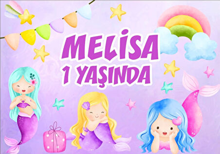 Deniz Kızı Temalı Doğum Günü Afişi 35X50 cm