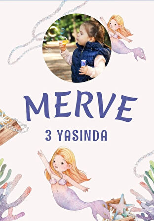 Deniz Kızı Temalı Doğum Günü Afişi 100X150 cm