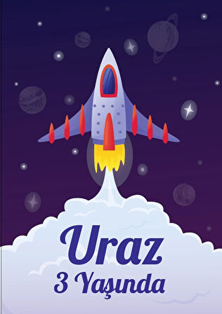 Uzay Temalı Doğum Günü Afişi 50X70 cm