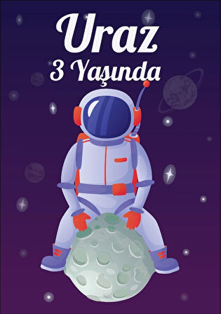 Uzay Temalı Doğum Günü Afişi 70X100 cm