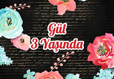 Gül Temalı Doğum Günü Afişi 100X150 cm