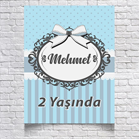 Mavi Çizgili Doğum Günü Afişi 70X100 cm