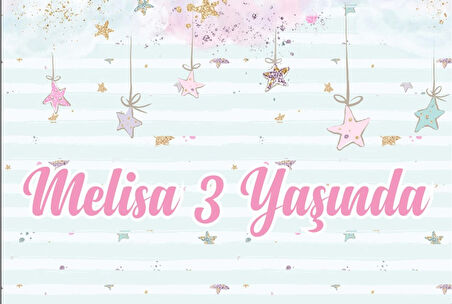 Unicornlar ve Yıldızlar Temalı Doğum Günü Afişi 35X50 cm