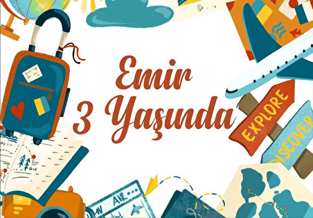 Seyahat Temalı Doğum Günü Afişi -3 35X50 cm