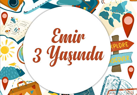 Fil ve Maymun Temalı Doğum Günü Afişi 70X100 cm