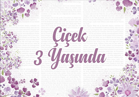 Çiçekler Temalı Doğum Günü Afişi -1 70X100 cm