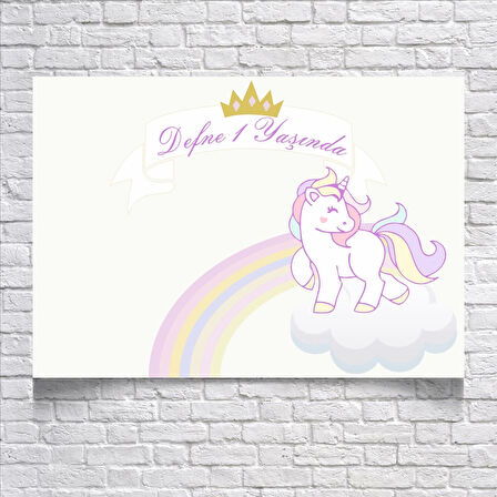 UNICORN TEMALI DOĞUM GÜNÜ AFİŞİ 100X150 cm