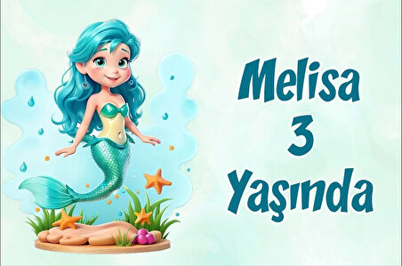 Deniz Kızı Temalı Doğum Günü Afişi -2 100X150 cm