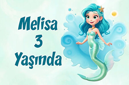 Deniz Kızı Temalı Doğum Günü Afişi -3 50X70 cm