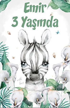 Zebra Temalı Doğum Günü Afişi -2 50X70 cm