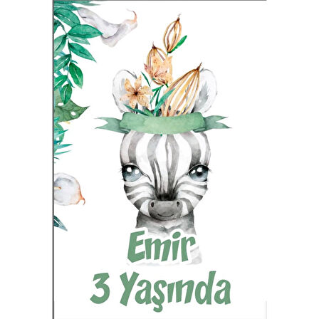 Bebek Zebra Temalı Doğum Günü Afişi 70X100 cm