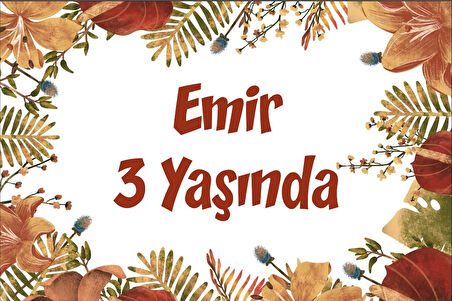 Sarı Yapraklar ve Kuşlar Temalı Doğum Günü Afişi 100X150 cm