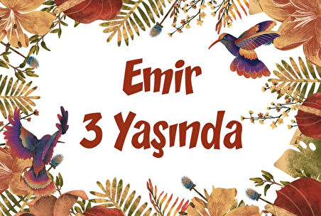 Sonbahar ve Kuşlar Temalı Doğum Günü Afişi 50X70 cm