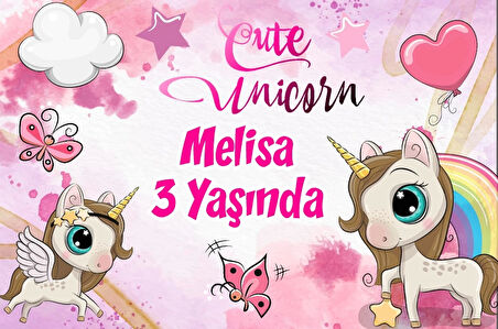 Büyük Unicornlar Temalı Doğum Günü Afişi 70X100 cm